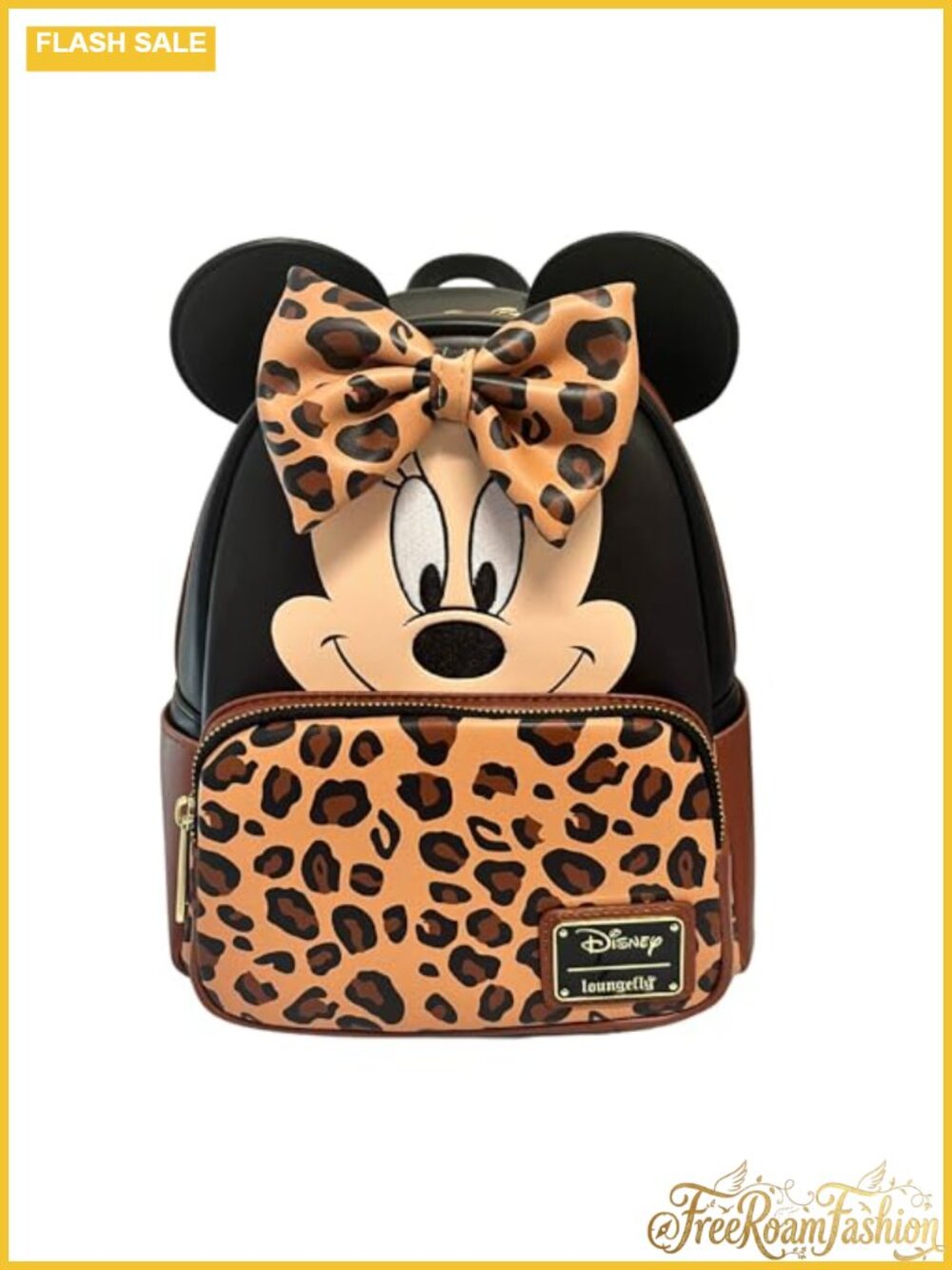 Loungefly Minnie Mouse Leopard Print Double Strap Shoulder Bag Faux Leather